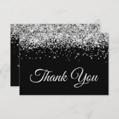 シルバーグリッターブラックスウィート16 サンキューカード (正面/裏面)