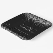 シルバーグリッターブラックネームメリークリスマス ペーパープレート (傾斜あり)