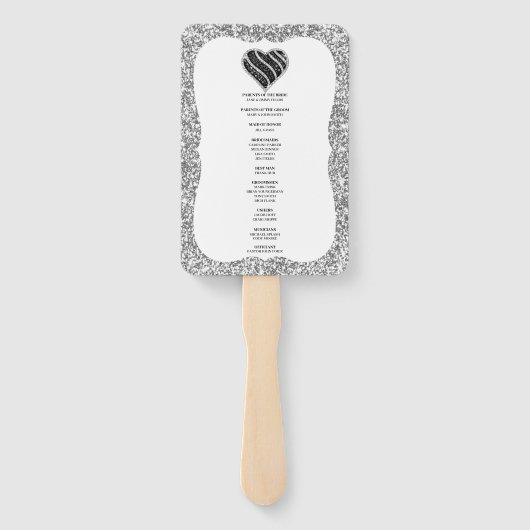 シルバーグリッターブラックハート結婚式 プログラムファン ハンドファン (裏面)