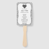 シルバーグリッターブラックハート結婚式 プログラムファン ハンドファン (正面)