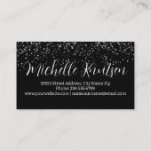 シルバーグリッターブラックメイクアップアーティストヘアサロン 名刺 (裏面)