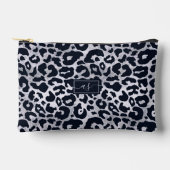 シルバーグリッターブラックレオパードモノグラムのプリント アクセサリーポーチ (正面)