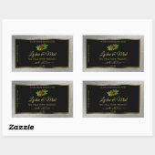 シルバーグリッターブラック製品ラベルLadybugリーフ 長方形シール (シート)