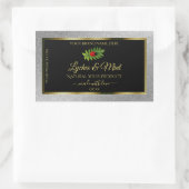 シルバーグリッターブラック製品ラベルLadybugリーフ 長方形シール (バッグ)