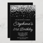 シルバーグリッターブラック21歳 招待状 (正面/裏面)