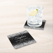 シルバーグリッターブラック40歳の誕生日 スクエアペーパーコースター (インサイチュ)