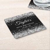 シルバーグリッターブラック40歳の誕生日 スクエアペーパーコースター (アングル)