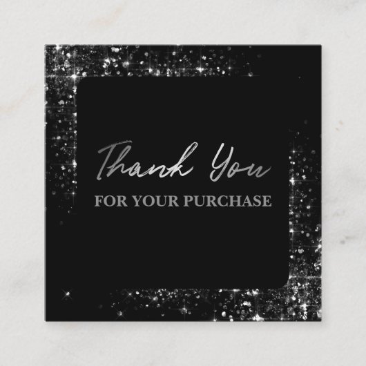 シルバーグリッターブラック スクエア名刺 (正面)