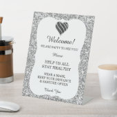 シルバーグリッターブラック&ホワイトハート結婚ズの安全性 台座サイン (インサイチュ)