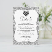 シルバーグリッターブラック&ホワイトハート結婚ズ詳細 エンクロージャーカード (スタンド正面)