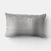 シルバーグリッターブラッシュドメタルモノグラム名 ランバークッション (裏面)