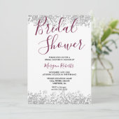 シルバーグリッターブルガンディブライダルシャワー招待 招待状 (スタンド正面)