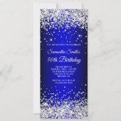 シルバーグリッターブルーグラデーション50誕生日 招待状 (正面)