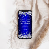 シルバーグリッターブルーグラデーション50誕生日 招待状