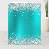 シルバーグリッターブルーターコイズビッグハッピーバースデー カード (裏面)