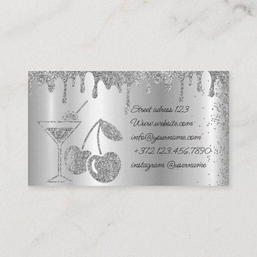 シルバーグリッタープライベートパーティーバーテンダー 名刺 (裏面)