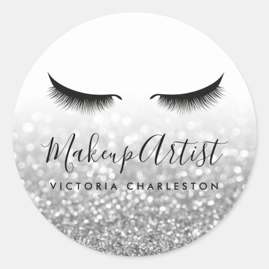 シルバーグリッターヘアメイクアップまつげ ラウンドシール (正面)