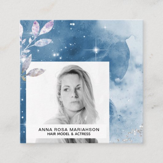 *~*シルバーグリッターヘアモデル女優スターズPHOTO スクエア名刺 (正面)