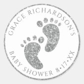 シルバーグリッターベビーシャワーお気に入りシール ラウンドシール (正面)