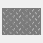 シルバーグリッターベビー足ベビーシャワー ラッピングペーパーシート (正面)