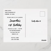 シルバーグリッターホットピンクグラム21歳 箔招待状ポストカード (裏面)