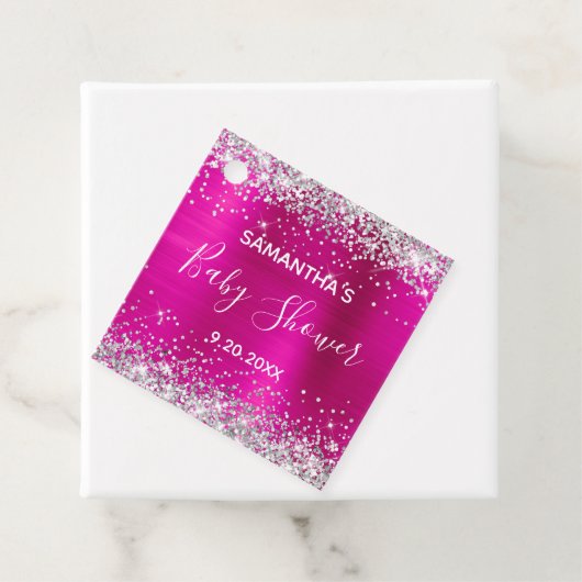 シルバーグリッターホットピンクフォイルベビー フェイバータグ (インサイチュ)