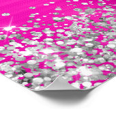 シルバーグリッターホットピンクフォイル21歳の誕生日へようこそ ポスター (角)