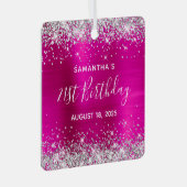 シルバーグリッターホットピンクフォイル21歳の誕生日 メタルオーナメント (正面右)