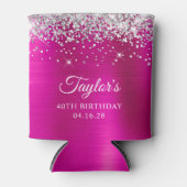シルバーグリッターホットピンクフォイル40歳の誕生日 缶クーラー (正面)