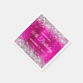 シルバーグリッターホットピンクフォイル50誕生日 スタンダードカクテルナプキン (角)