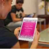 シルバーグリッターホットピンクモノグラム50誕生日 招待状