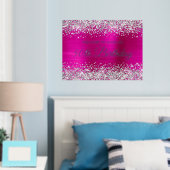 シルバーグリッターホットピンク50誕生日へようこそ 箔ポスター (インサイチュ (寝室))