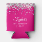 シルバーグリッターホットピンク50誕生日 缶クーラー (正面)