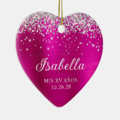 シルバーグリッターホットピンクMis XV Anos名写真 セラミックオーナメント (右)