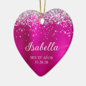 シルバーグリッターホットピンクMis XV Anos名写真 セラミックオーナメント (左)