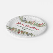 シルバーグリッターホリーベリークリスマスパーティー ペーパープレート (アングル)