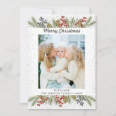 シルバーグリッターホリーベリークリスマスフォト シーズンカード (正面)