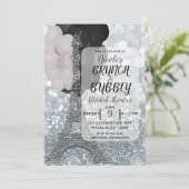 シルバーグリッターホワイトブラックバルーンエッフェルタワー 招待状 (スタンド正面)