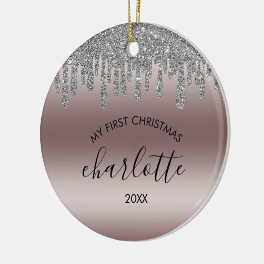 シルバーグリッターマイ初めてのクリスマスセラミックオーナメント セラミックオーナメント (左)