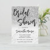 シルバーグリッターマーブルグラムQRコードブライダルシャワー 招待状 (スタンド正面)