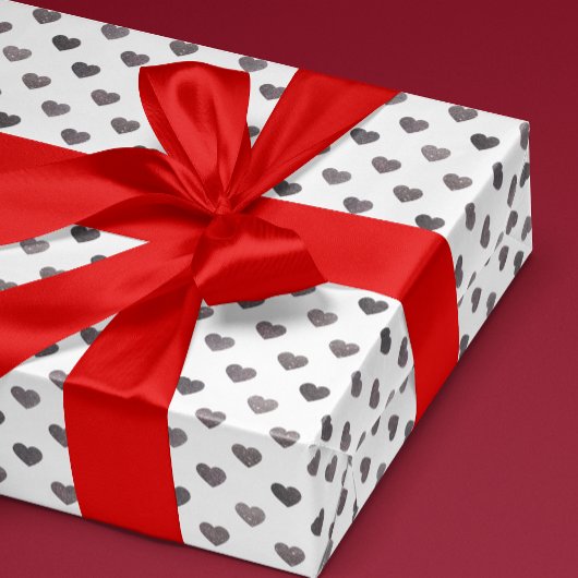 シルバーグリッターミニハートパターン(の模様が)あるラッピング紙 ラッピングペーパー