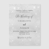 シルバーグリッターミニマフォーマルリスト結婚ラグジュアリー マグネット招待状 (正面)