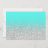 シルバーグリッターミントグリーンシックスイート16写真 招待状 (裏面)