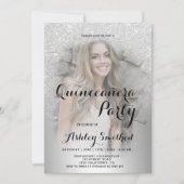 シルバーグリッターメタグラデーションリックフォトキンセアニェラ 招待状 (正面)