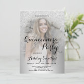 シルバーグリッターメタグラデーションリックフォトキンセアニェラ 招待状 (スタンド正面)