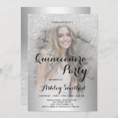 シルバーグリッターメタグラデーションリックフォトキンセアニェラ 招待状 (正面/裏面)