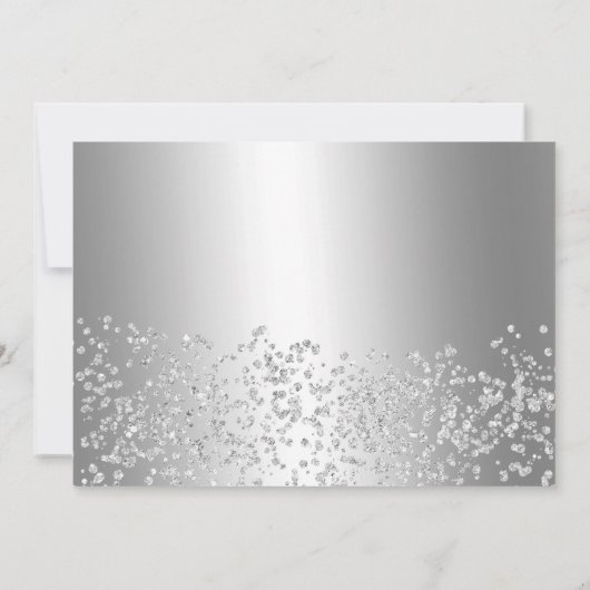 シルバーグリッターメタリック写真ティアラSweet 16 招待状 (裏面)