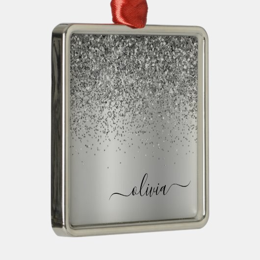 シルバーグリッターメタルモノグラムグラム名 メタルオーナメント (右)