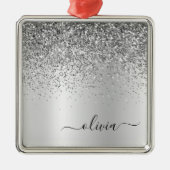 シルバーグリッターメタルモノグラムグラム名 メタルオーナメント (正面)