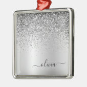 シルバーグリッターメタルモノグラムグラム名 メタルオーナメント (左)